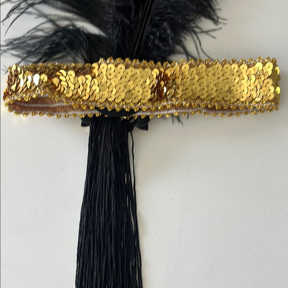 Black and Gold Feather Headband - Picture 8 of 9